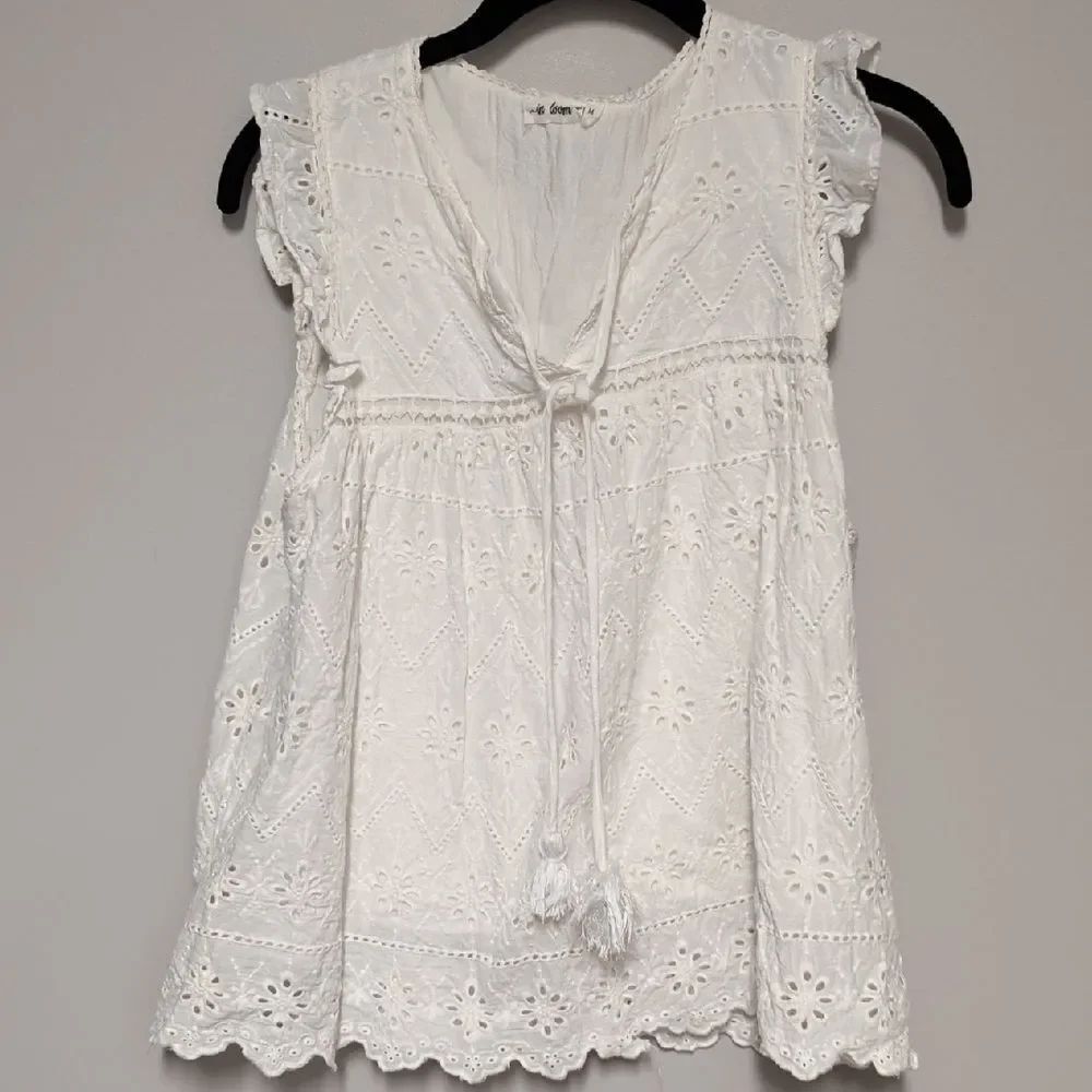 In Bloom White Eyelet Tie-Front Tunic
